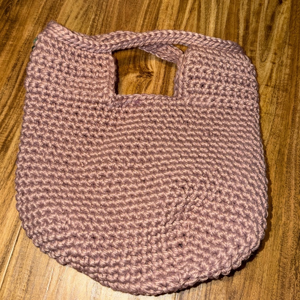 Handcrafted women purse hand bag lavender purple green ivory flowers crochet new - Picture 4 of 8